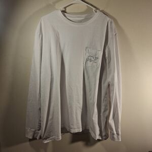 Vineyard Vines Men's Santa Whale White Long Sleeve  Pocket Tee Size XXL